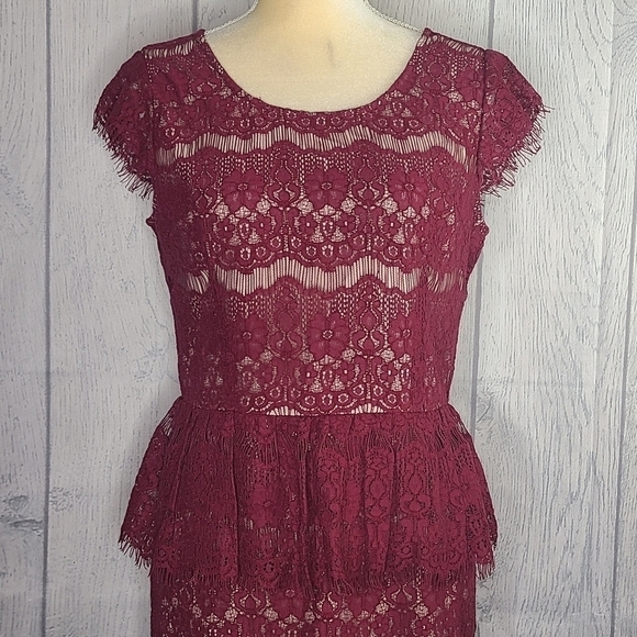 Anthropologie Maeve Elsa Peplum Lace Cocktail Dress Size Medium - Picture 5 of 10